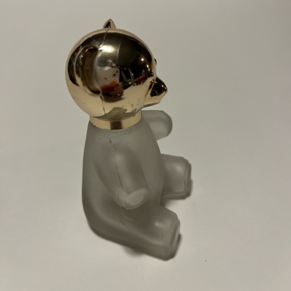 Vintage Avon Teddy Bear Decanter Bottle Frosted Glass Gold Lid With Box - Picture 3 of 6